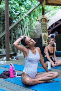 a girl does yoga
